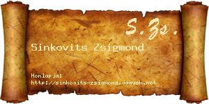 Sinkovits Zsigmond névjegykártya